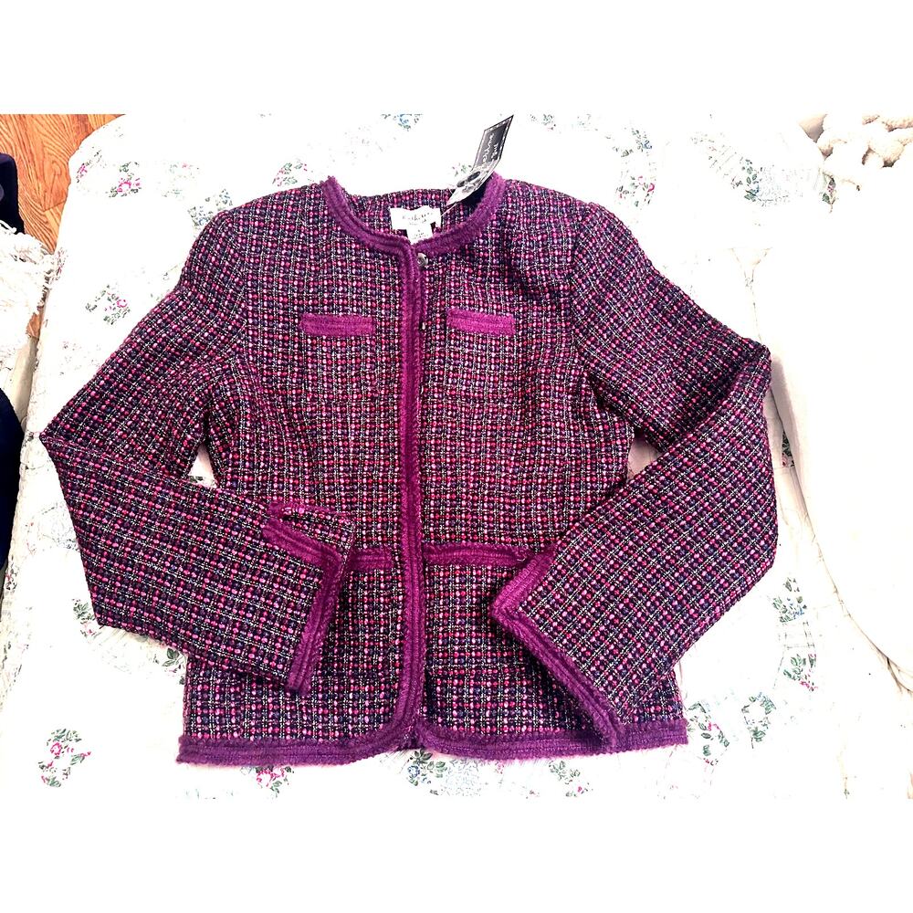 NWT BERRY TWEED JACKET BRAIDED TRIM CLASSIC COCO S